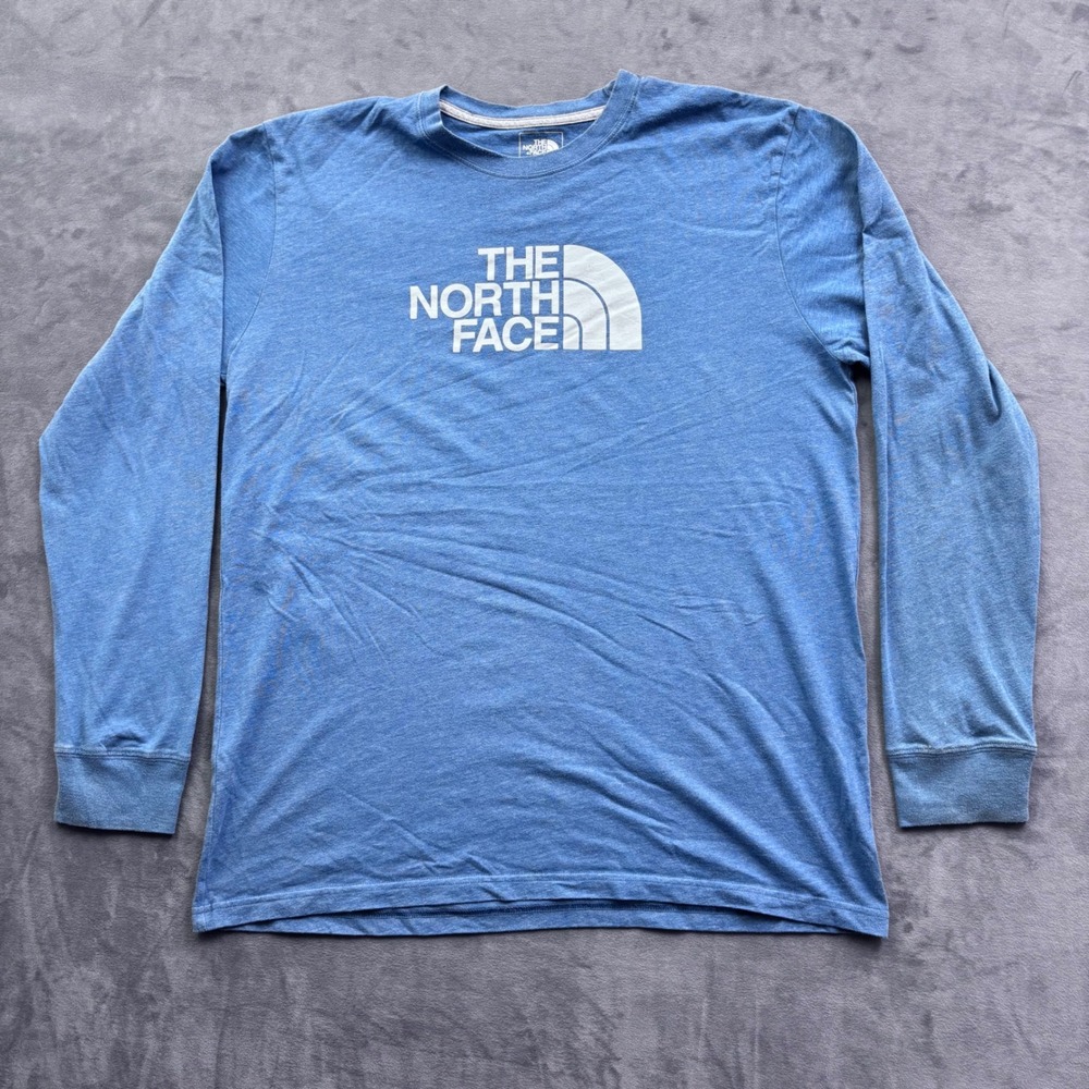 The North Face Mens Blue Heather Graphic Long Sleeve T-Shirt Large Classic Fit